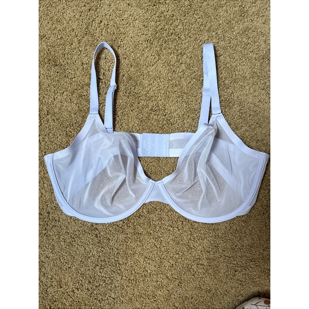 CUUP‎ Bra The Plunge 40E Unlined Mesh Underwire Pale Blue